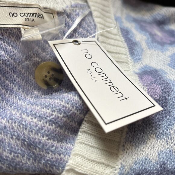 No Comment Knitted Sweater Cardigan Button Front Crop Multi Flower Floral L New - Picture 10 of 12